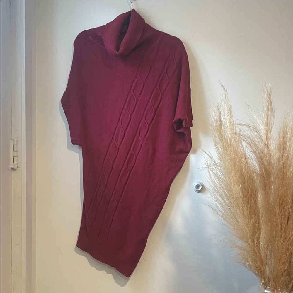Elegant Vertigo Maroon Cowl Neck Sweater Dress Sz M B125